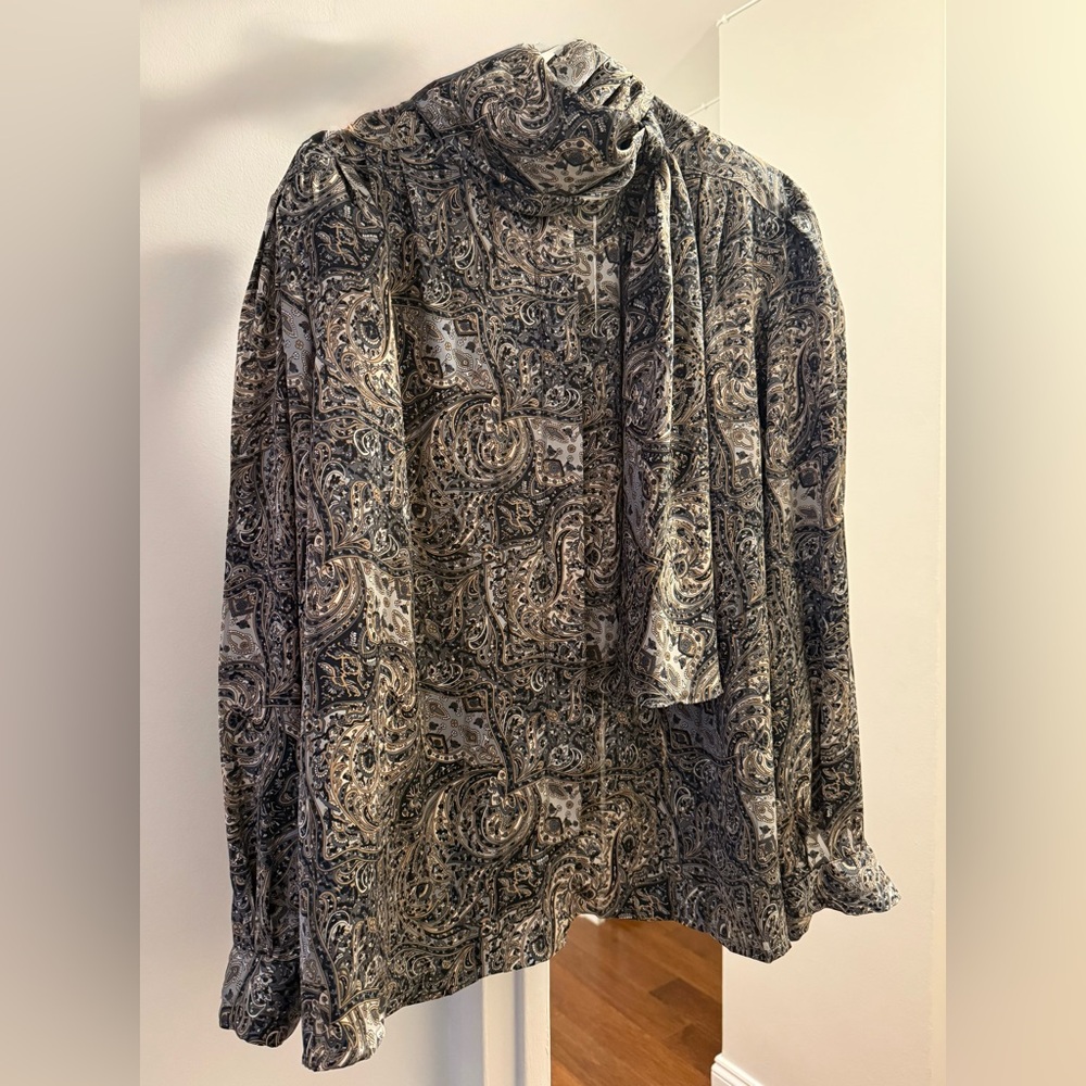 La Chine Classic Paisley Blouse Vintage 90s Shoulder Pads size 16